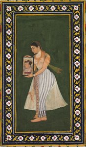Nur Jahan, trzymający portret cesarza Jahangira, ok. 1930 r. 1627. autorstwa Bishandas