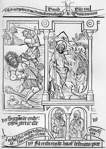 Fragment faksymile str. 28 Biblii Ubogich, 1849 r. autorstwa Bisson and Cottard