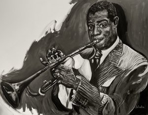 Louis Armstrong, ok. 2021 r. (Akryl na płótnie) autorstwa Blake Munch