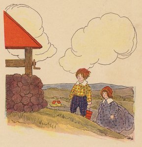 Rymowanka: Jack i Jill (kolorowa litografia) autorstwa Blanche Fisher Wright