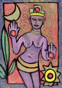 Bogini, 2002 (olej, pastel i tusz indyjski na papierze)