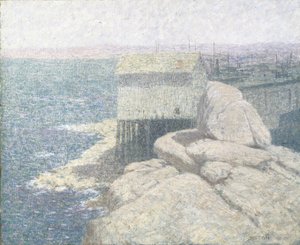 Chińska wioska rybacka, Monterey Bay, Kalifornia (olej na płótnie)