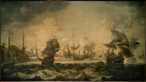 Statki przed portem autorstwa Bonaventura I. Peeters