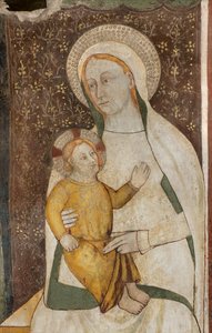 Transept Północny, Ołtarz św. Michała Archanioła, Za ołtarzem freski Bonifacio Bembo, Dziewica z Dzieciątkiem autorstwa Bonifacio Bembo