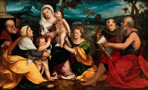 Święta Rodzina w otoczeniu świętych, ok. 1530 (olej na płycie)