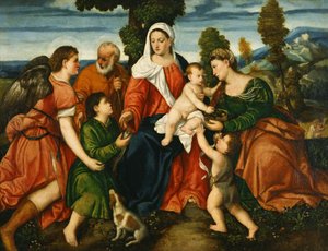 Święta Rodzina z Tobiaszem i Aniołem, Święta Dorota, Giovannino i Cud Zboża za nimi