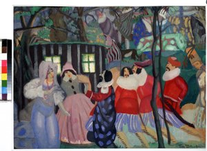 Zdobywcy (Zdobywcy). Praca Borisa Dmitrievicha Grigorieva (1886-1939), gwasz na tekturze autorstwa Boris Dmitrievich Grigoriev
