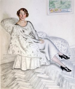 Dama we wnętrzu”, 1925. autorstwa Boris Mikhailovich Kustodiev