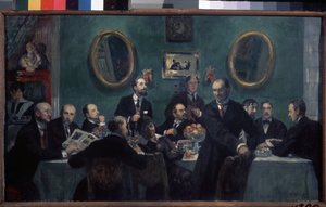 Członkowie Ruchu Świat Sztuki autorstwa Boris Mikhailovich Kustodiev