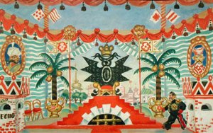 Pałac, szkic do sztuki E. Zamiatina, Pchła, 1925-26 autorstwa Boris Mikhailovich Kustodiev