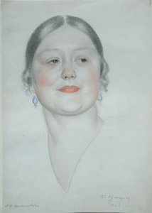 Portret Marii Dymitriewny Szostakowicza, 1923 autorstwa Boris Mikhailovich Kustodiev
