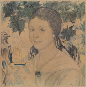 Portret Marii Szostakowicza, 1922 autorstwa Boris Mikhailovich Kustodiev