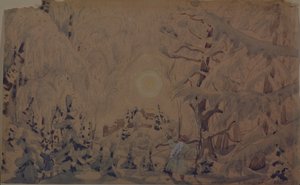 Scenografia do opery Śnieżna Panna N. Rimskiego-Korsakowa, 1910 autorstwa Boris Mikhailovich Kustodiev