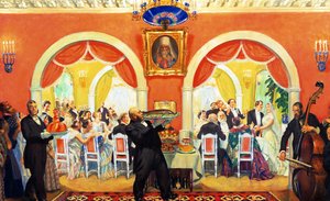 Weselna uczta autorstwa Boris Mikhailovich Kustodiev