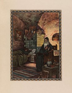 Pimen. Ilustracja do dramatu Borysa Godunowa A. Puszkina, 1927. autorstwa Boris Vasilievich Zvorykin