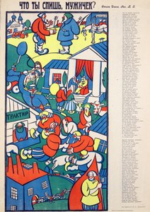 Dlaczego śpisz? - Dlaczego śpisz, człowieku? Zvorykin, Boris Vasilievich (1872-po 1935), - Chromolitografia, 70,5x54 - Kolekcja prywatna autorstwa Boris Vasilievich Zvorykin
