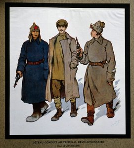 Rosja po rewolucji 1917 r.: „Detenu wniesione do Trybunału Rewolucyjnego”. Rysunek Borisa Zvorykina (1872-1935). Instytut Historii Społecznej, Montreuil autorstwa Boris Vasilievich Zvorykin