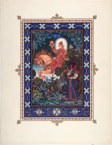 Vassilissa la Belle (ou Vassilissa la tres belle) - ilustracja do bajki Vasilisa the Beautiful par Zvorykin, Boris Vasilievich (1872-po 1935), ok. 1930 r. 1925 - Litografia kolorowa, 27,3x20,5 - Kolekcja prywatna