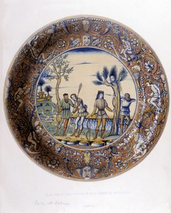 Daphne przekształciła się w Lauriera, aby uciec przed pogonią za Apollem - w „Zbiorze fajansów włoskich XV, XVI i XVIII wieku””, proj. C. Delange i C. Borneman, wyd. Delange, Paryż autorstwa Bornemann Bornemann