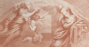 Zwiastowanie, z Gabrielem po lewej i Dziewicą po prawej, 1784. autorstwa Bossi