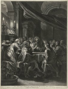 Chrystus i apostołowie podczas Ostatniej Wieczerzy autorstwa Boëtius Adamsz. Bolswert