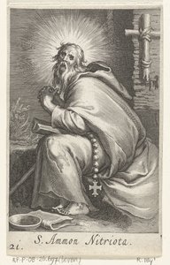 Święty Ammonius Wielki jako pustelnik S. Ammon Nitriota (tytuł na obiekcie) Pustelnicy (tytuł serii) Sacra eremvs ascetarvm (tytuł serii)