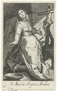 Heilige Maria als kluizenares Święta Maria Siostrzeniec Abrahama (tytuł na obiekcie) Kluizenaressen (tytuł serii) Święta Pustynia Ascetów (tytuł serii) autorstwa Boëtius Adamsz. Bolswert