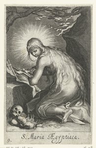 Święta Maria z Egiptu jako pustelnik Pustelnicy (tytuł serii) Sacra Eremus Ascetriarum (tytuł serii) autorstwa Boëtius Adamsz. Bolswert