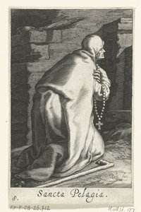 Św Pelagia z Antiochii jako pustelnik Sancta Pelagia (tytuł na obiekcie) Pustelnicy (tytuł serii) Sacra Eremus Ascetriarum (tytuł serii)