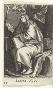 Święta Sara z Libii Sancta Sara (tytuł na obiekcie) Pustelnicy (tytuł serii) Sacra Eremus Ascetriarum (tytuł serii)