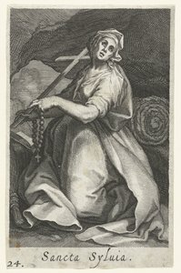 Św Sylwia z Rzymu jako pustelnik Sancta Syluia (tytuł na obiekcie) Pustelnicy (tytuł serii) Sacra Eremus Ascetriarum (tytuł serii)