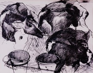 Cielęta, wilgotne, noworodek, 1978 autorstwa Brenda Brin Booker
