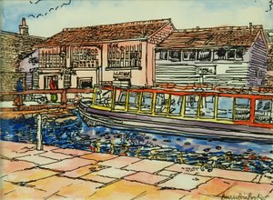 Muzeum Kanału, Camden Lock (akwarela na papierze) autorstwa Brenda Brin Booker