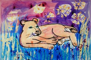 Lioness (kolor plakatu akrylowego i kolorowe tusze) autorstwa Brenda Brin Booker