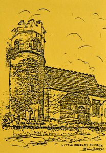 Little Bradley Church, Suffolk (atrament na żółtym papierze)