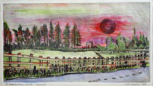 Zachód słońca, zielony Hedgerley autorstwa Brenda Brin Booker