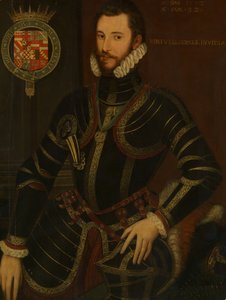 Portret Waltera Devereux 1539-1576, pierwszego hrabiego Essex, datowany na 1572 rok. autorstwa British Painter.