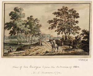 Cykl szkiców, widoków w Wielkiej Brytanii, na kontynencie iw Ameryce 1772-1778 (akwarela) autorstwa British School