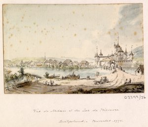 Cykl szkiców, widoków w Wielkiej Brytanii, na kontynencie iw Ameryce 1772-1778 (akwarela) autorstwa British School