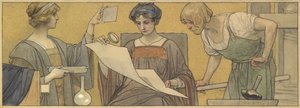 Alegoria Druku i Fotografii (akwarela z body oraz długopisem i tuszem na papierze) autorstwa British School