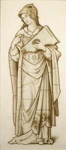 Muse of Lyric Poetry - rysunek do witraży, ok. 1890 (akwarela na papierze) autorstwa British School
