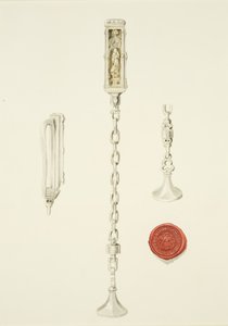 Pieczęć i łańcuch kościoła św Szczepana, ok. 1825 (ołówek i akwarela na papierze) autorstwa British School