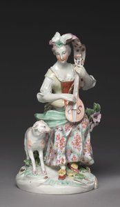 Muzyk siedzący, Fabryka Porcelany Derby, ok. 1765 (porcelana z miękkiej pasty) autorstwa British School