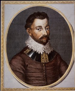 Sir Francis Drake, kupiec i korsarz (kolorowy grawerunek) autorstwa British School