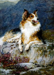 Collie w krajobrazie autorstwa Briton Riviere