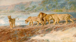 „Na brzegu afrykańskiej rzeki”, 1918 autorstwa Briton Riviere