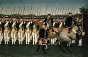 Fryderyk II (1712-86) z Heskim Pułkiem Gwardii autorstwa Brock