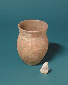 Zlewka i nóż krzemienny znalezione podczas pochówku w Barnwood, Gloucestershire, ok. 2000 pne autorstwa Bronze Age