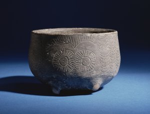 Misa z żłobioną dekoracją przedstawiającą jelenie, z Los Millares, Hiszpania, epoka miedzi, ok. 2000 pne (ceramika)