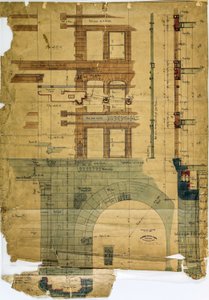 Rookery Building, Chicago, Illinois, Elewacja i Sekcja autorstwa Burnham and Root